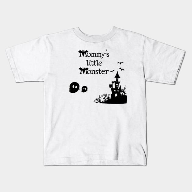 Mommy’s little monster, funny Halloween, ghost clipart, cute Halloween mask, Halloween ghosts Kids T-Shirt by PrimeStore